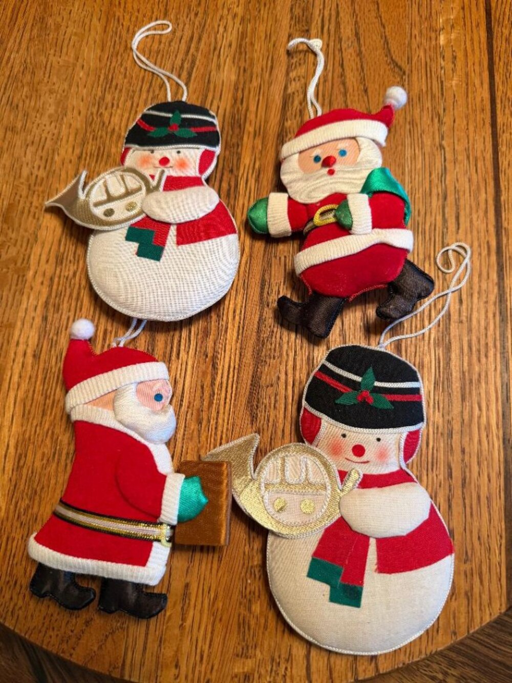 4 Vintage Soft Christmas Ornaments